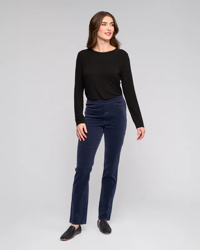 Model wearing Slate Bay Cord Pull On By Vassalli Available at Beetees Nelson