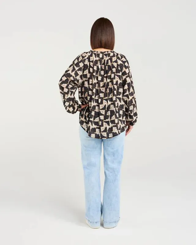 Model wearing Golden Grid Gloria Top By Seduce Available at Beetees Nelson