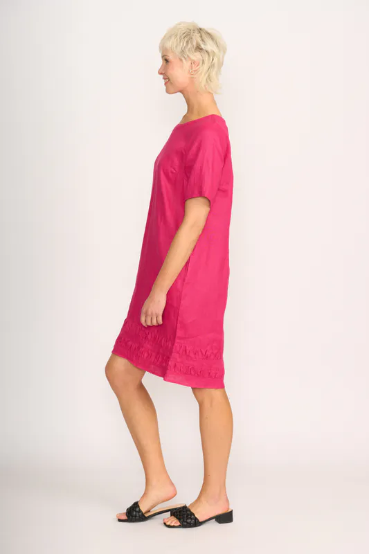 Model wearing Pink Crowd Pleaser Dress By Foil Available at Beetees Nelson