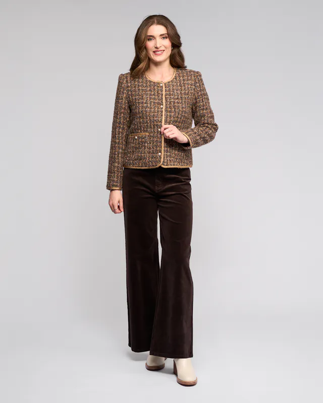 Model wearing Florence Stage Jacket By Vassalli Available at Beetees Nelson