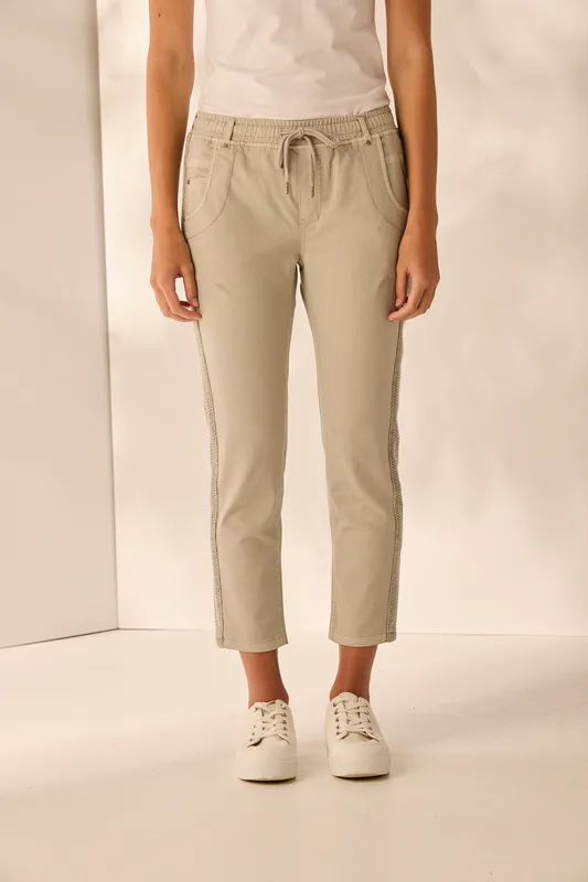 Model wearing Natural Zane Boyfriend Jean By Lania Available at Beetees Nelson