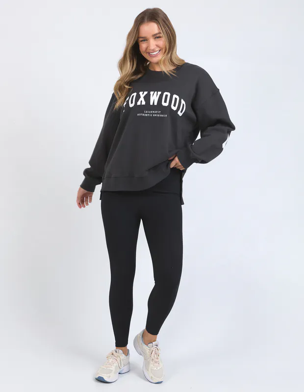 Model wearing Dark Khaki Interval Crew By Foxwood Available at Beetees Nelson