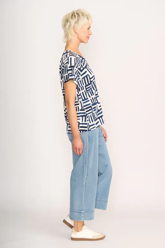 Model wearing Block & Roll Sew Cute Top By Foil Available at Beetees Nelson