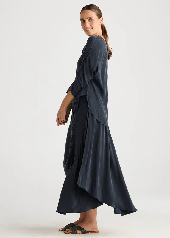 Model wearing Dusk Evening Flow By LD + CO Available at Beetees Nelson