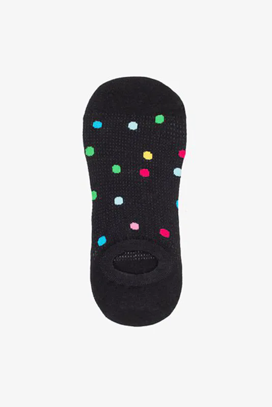 No Show Sock | Coloured Dots Black Available at Beetees Nelson