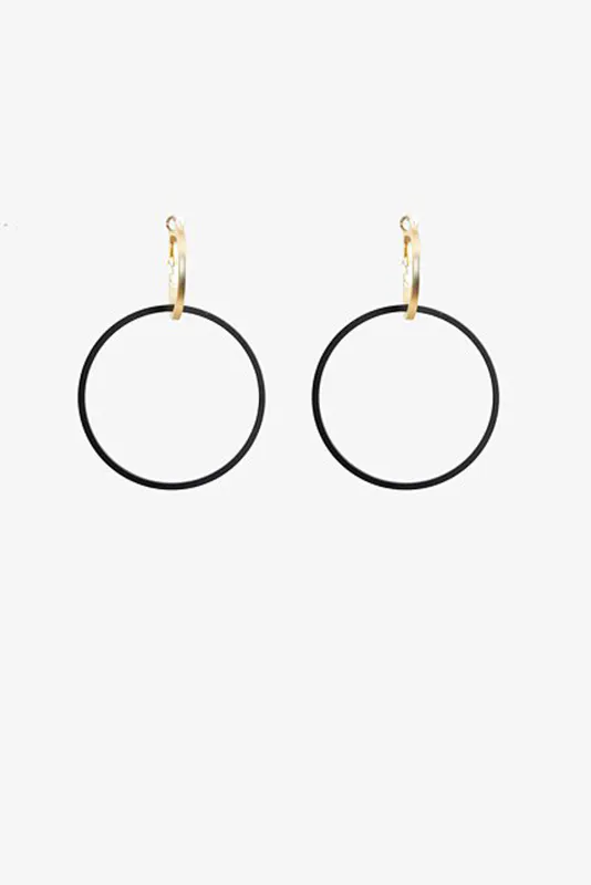 Gold & Black Circles Earring By Antler NZ Available at Beetees Nelson