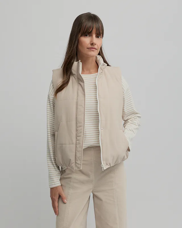 Model wearing Almond/Ecru Levity Puffer By Yarra Trail Available at Beetees Nelson