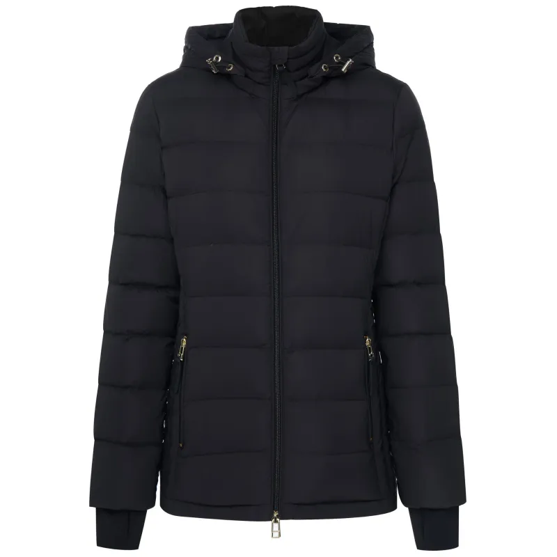 Model wearing Navy Lucy Packable Puffer Down Jacket By Moke Available at Beetees Nelson