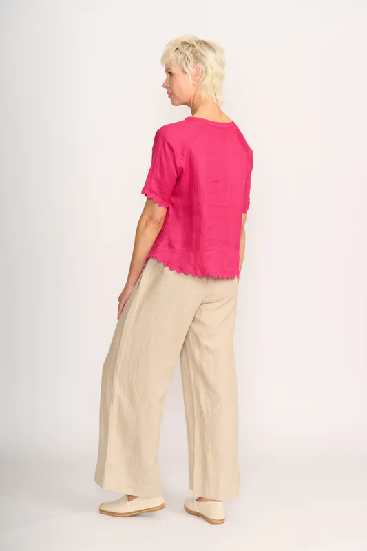 Model wearing Pink Ric Rac Scoop Top By Preen Available at Beetees Nelson