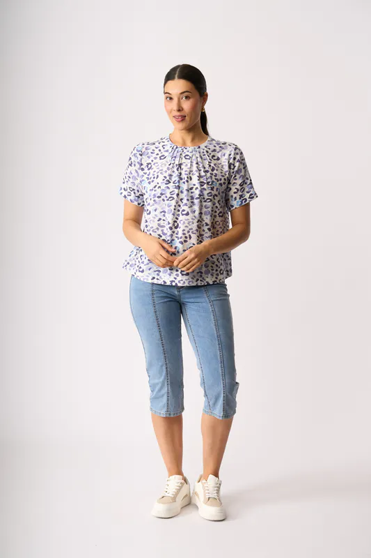 Model wearing Game On Pleat Neck Top By Foil Available at Beetees Nelson