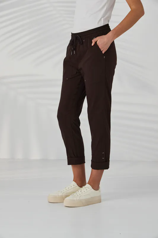 Model wearing Cocoa LTL Port 7/8 Pant By Lania Available at Beetees Nelson