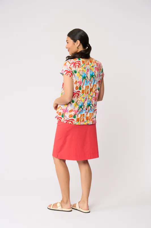 Model wearing Aloha Seams Sew Top By Foil Available at Beetees Nelson