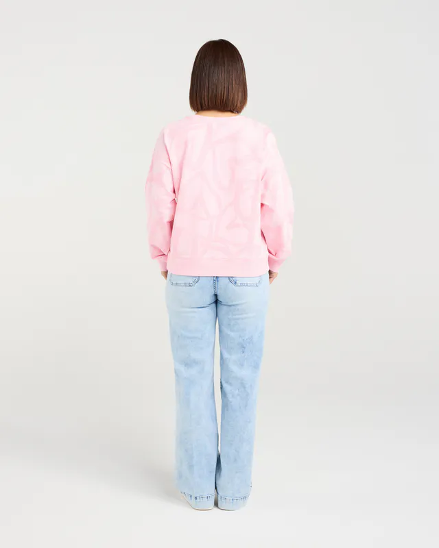 Model wearing Pink Heart Verona Jumper By Zafina Available at Beetees Nelson