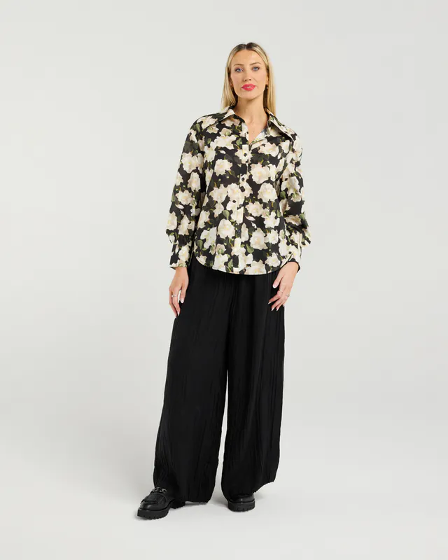 Model wearing Midnight Meadow Margo Shirt By Et Alia Available at Beetees Nelson