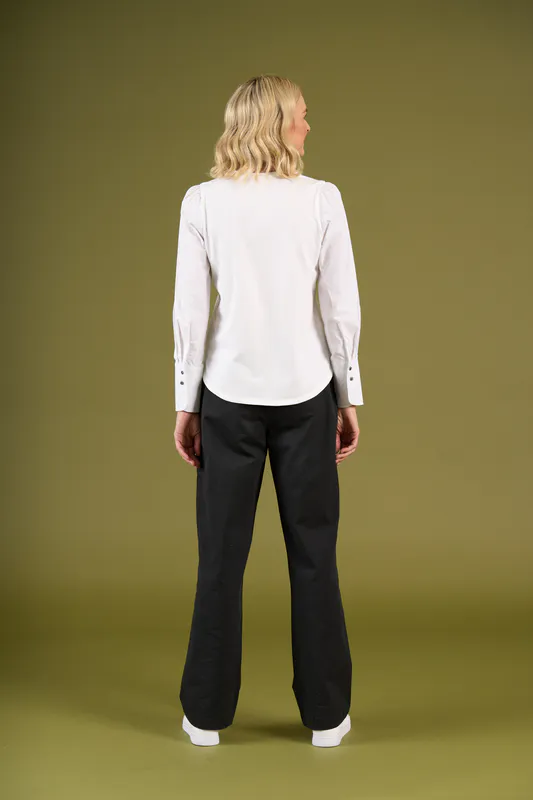 Model wearing White Thornbury Top By Charlie Jane Available at Beetees Nelson