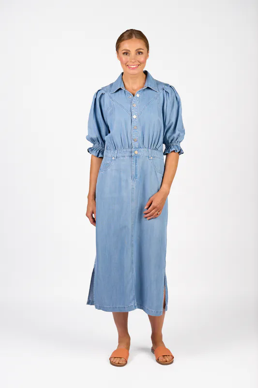 Model wearing Light Blue Dual Dress By Knewe Available at Beetees Nelson