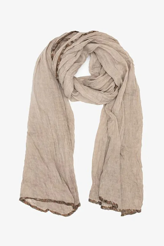 Almond & Periwinkle Edge Scarf By Antler NZ Available at Beetees Nelson