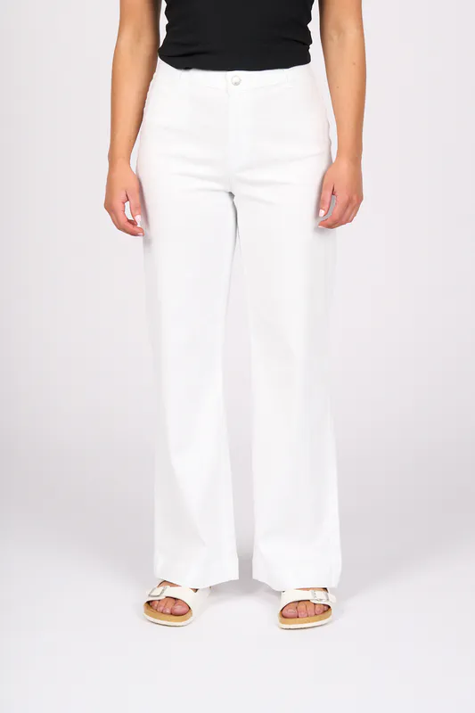 Model wearing White Denim Casa Jean By Vassalli Available at Beetees Nelson