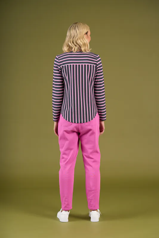 Model wearing Super Pink Mix Westport Tee By Charlie Jane Available at Beetees Nelson