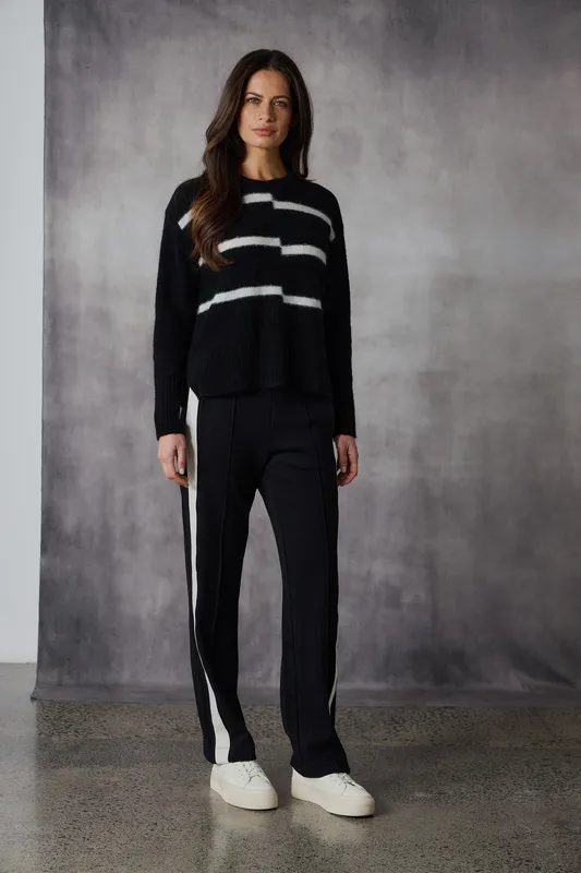 Model wearing Black Century Pant By Lania Available at Beetees Nelson