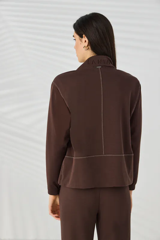 Model wearing Cocoa Holt Jacket By Lania Available at Beetees Nelson