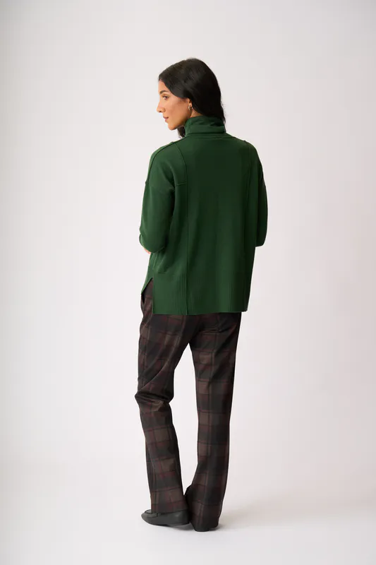 Model wearing Pine Reverse Seam Jumper By Foil Available at Beetees Nelson