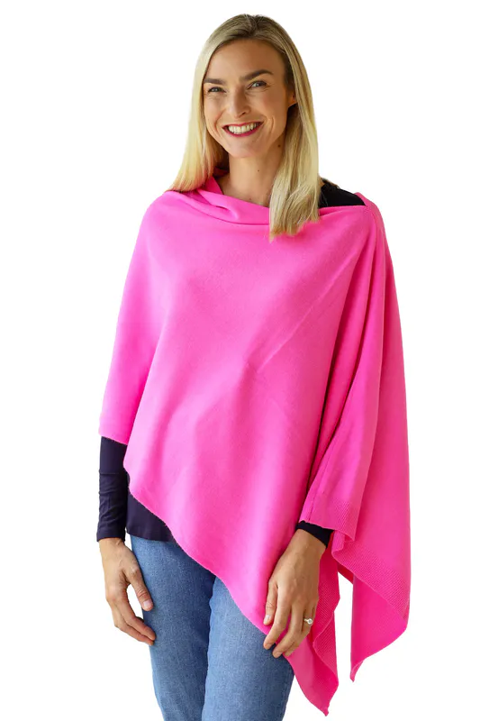 Model wearing Soft Touch Poncho By Archer House Available at Beetees Nelson