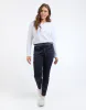 Model wearing Navy Margo Jogger By Elm Available at Beetees Nelson