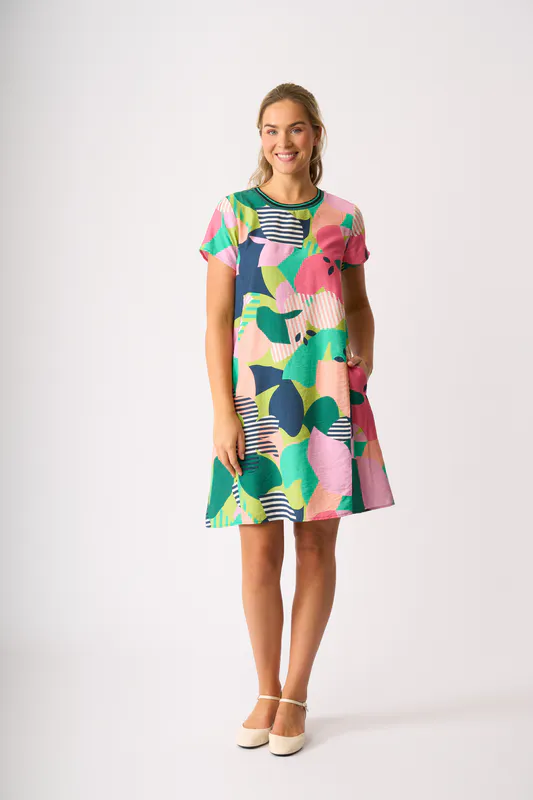 Model wearing Summer Vibes A-line Dress By Foil Available at Beetees Nelson