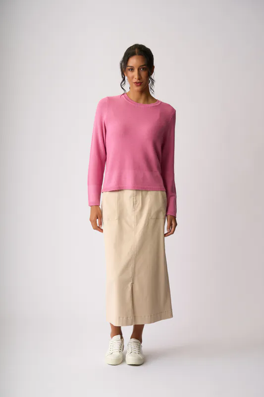 Model wearing Light Blue Placket Detail Jumper By Foil Available at Beetees Nelson