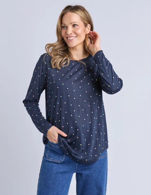 Navy Kaja Long Sleeve Tee By Elm at Beetees Nelson