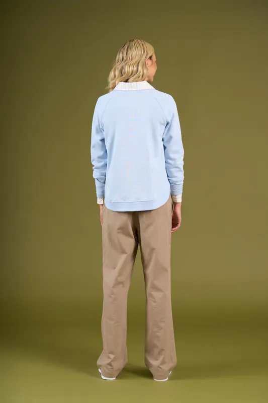 Model wearing Ice Brunswick Crew By Charlie Jane Available at Beetees Nelson