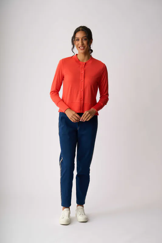 Model wearing Dark Wash Jog Along Jeans By Memo Available at Beetees Nelson