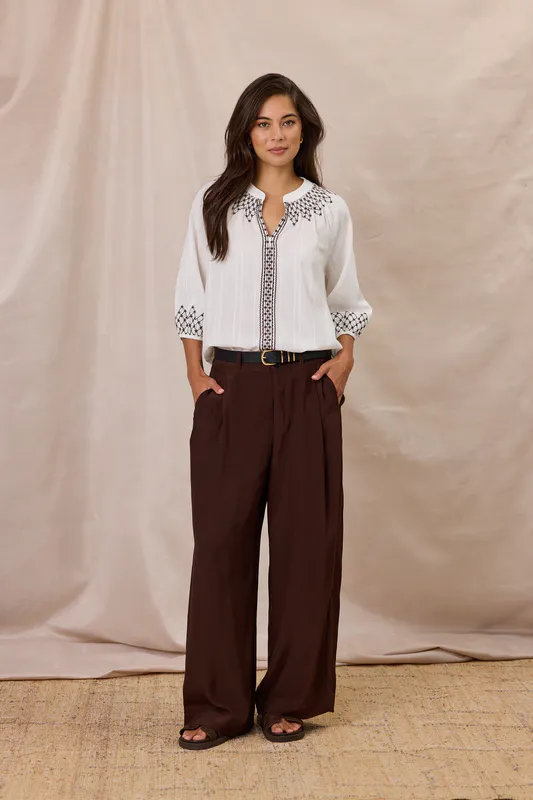 Model wearing Soft White Holland Top By Design Nation Available at Beetees Nelson