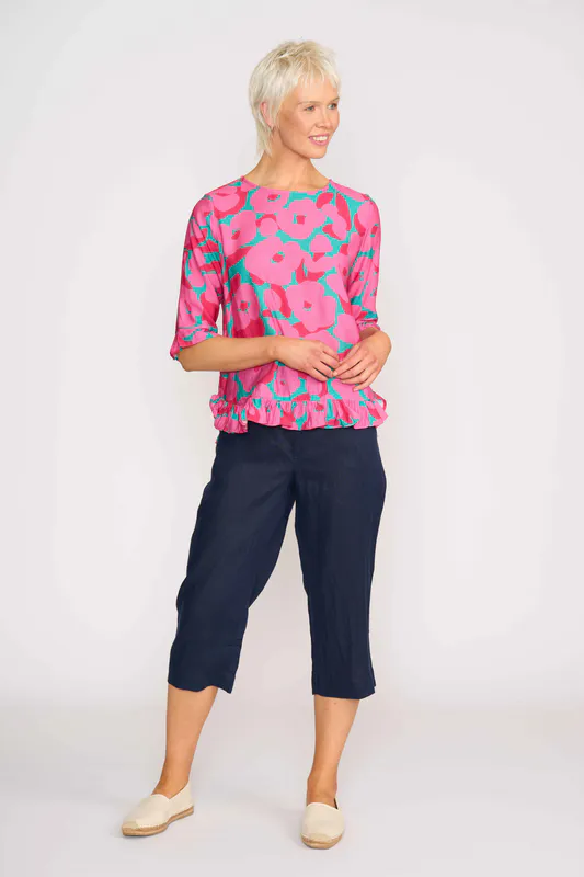 Model wearing Artful Scoop Hemp Top By Foil Available at Beetees Nelson