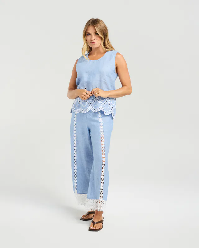 Model wearing Powder Blue Nala Top By MNBR Rose Available at Beetees Nelson