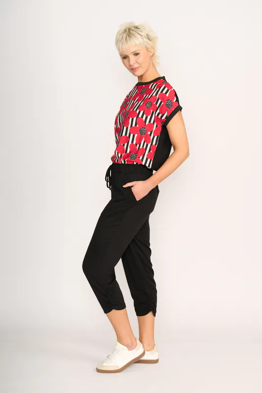Model wearing Black Pant - Draped, Cuff Detail By Memo Available at Beetees Nelson