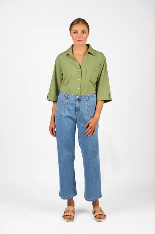 Model wearing Malibu Marlow Jean By Knewe Available at Beetees Nelson