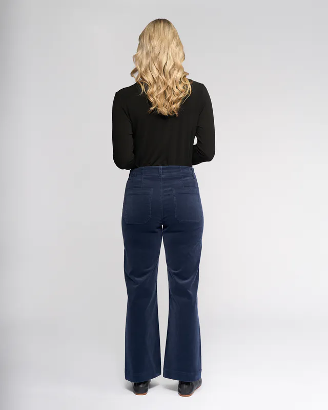 Model wearing Slate Daily Cord Pant By Vassalli Available at Beetees Nelson