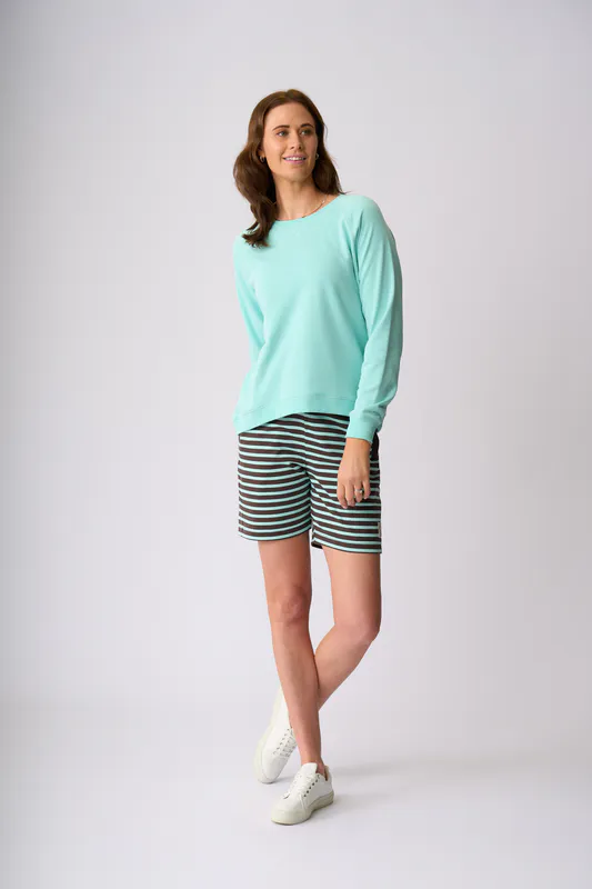Model wearing Seabreeze Seaview Crew By Charlie Jane Available at Beetees Nelson
