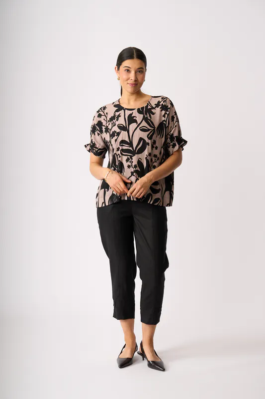 Model wearing Shadow Frond Sleeve IT Be Top By Foil Available at Beetees Nelson