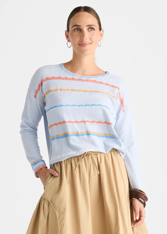 Model wearing Sky Lace Top By Zaket & Plover Available at Beetees Nelson