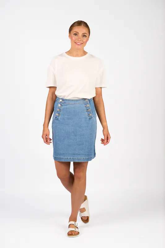 Model wearing Malibu Ridge Skirt By Knewe Available at Beetees Nelson