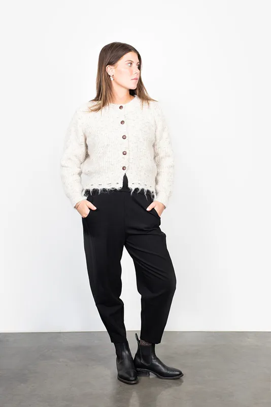 Model wearing Black Bohdi Pant By Antler NZ Available at Beetees Nelson