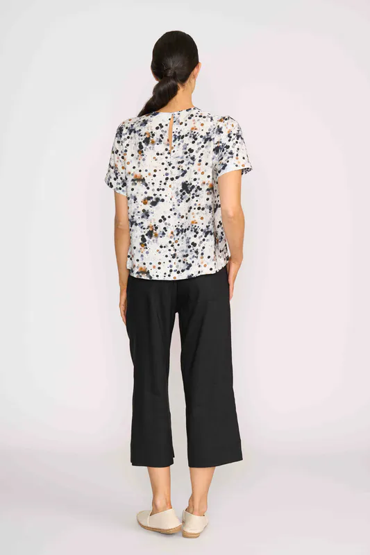 Model wearing Artful Pleat Neck Top By Foil Available at Beetees Nelson