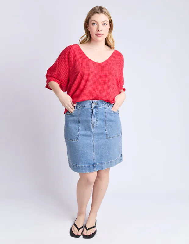 Model wearing Poppy The Grove Top By Elm Available at Beetees Nelson