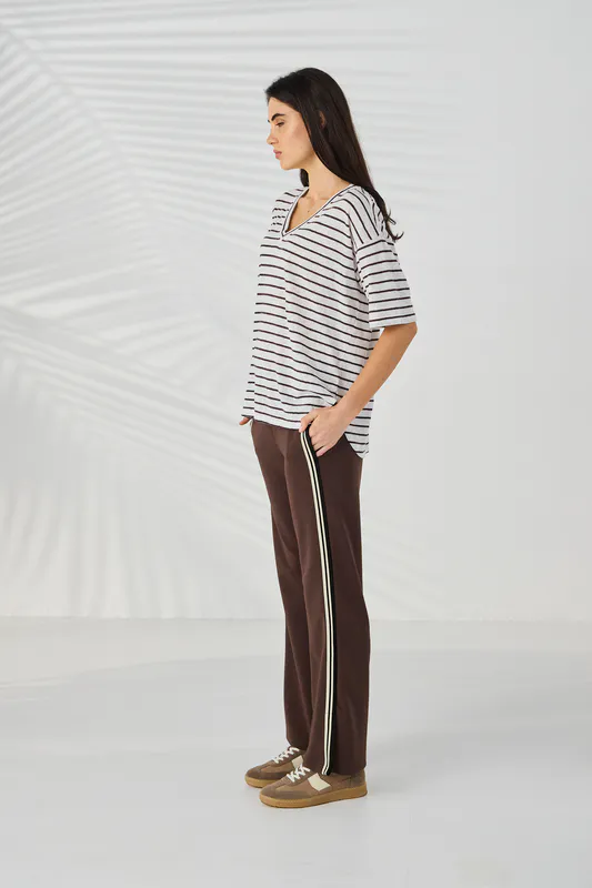 Model wearing Cocoa Holt Pant By Lania Available at Beetees Nelson