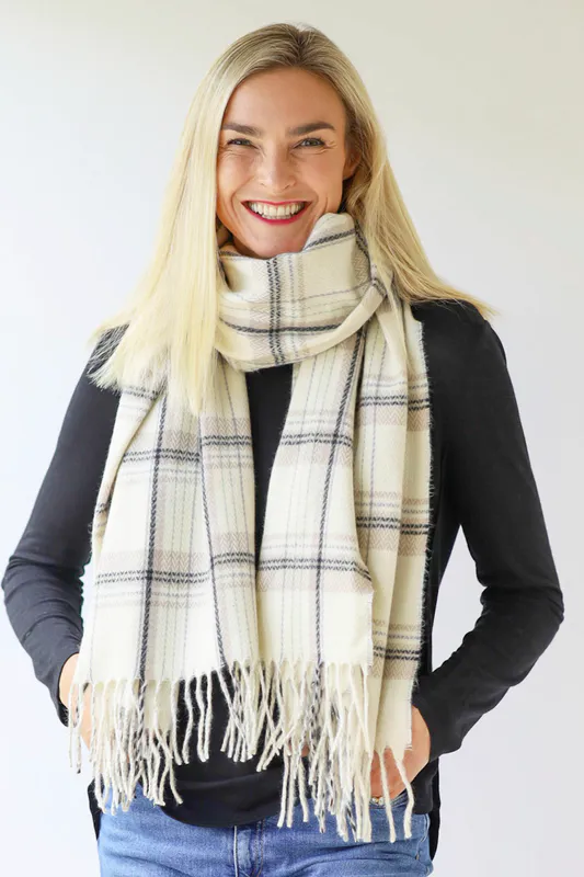 Tasselled Check Winter Scarf By Archer House