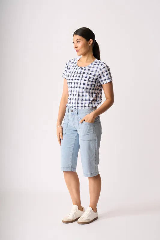 Model wearing Denim Shorts - Denim Utility By Memo Available at Beetees Nelson