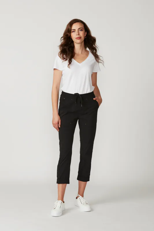 Model wearing Black LTL Port 7/8 Pant By Lania Available at Beetees Nelson